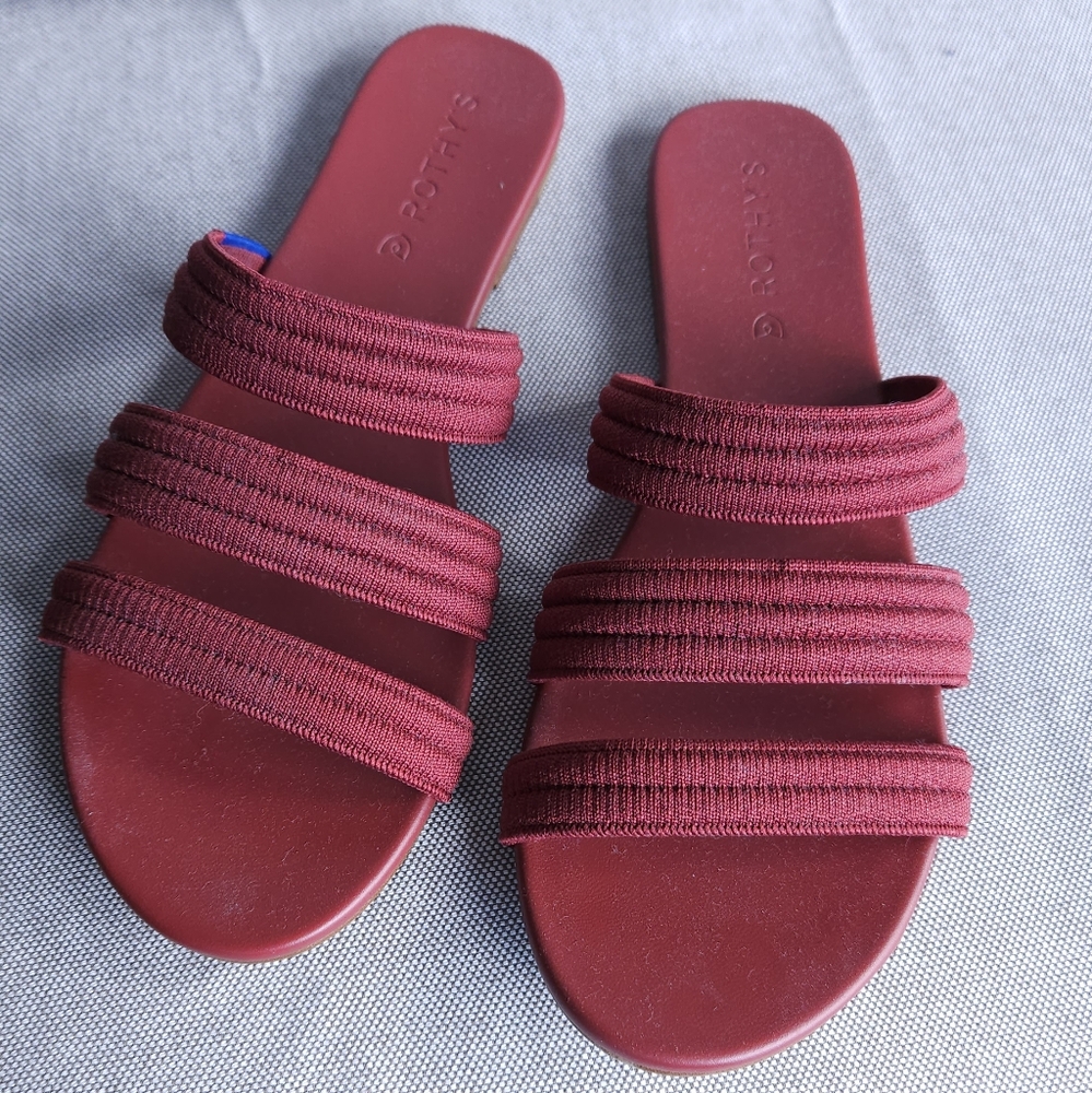 Rothy's Triple Band Slide in Sangria, sz 9